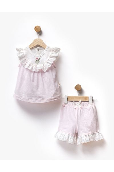 Momercy Scalloped Flower Embroidered Baby Girl Summer Set