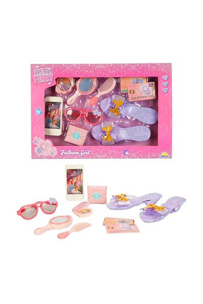Sunman Pretty Pinky Kokoş Set Slippers Glasses Comb 3+ Toy