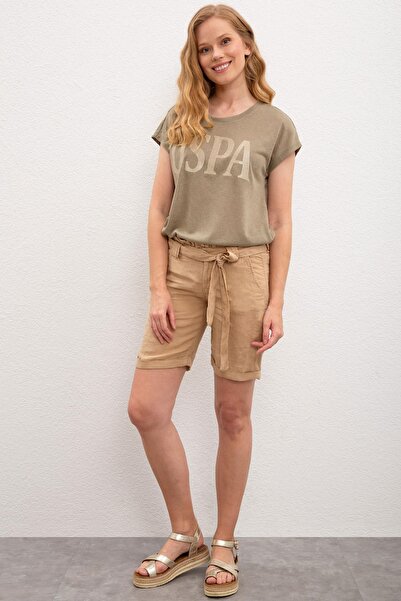 U.S. Polo Assn. Γυναικείο μπλουζάκι με λαιμόκοψη τύπου Khaki Crew