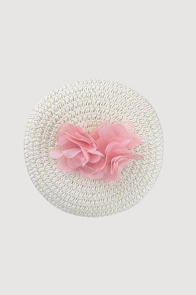 Luludy Kids Girl's Straw Bag with White Flower Detail