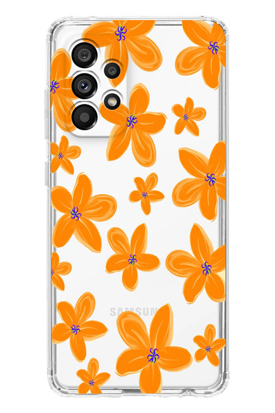 moonset Samsung Galaxy A52 Uyumlu Çiçek Tasarımlı Baskılı Şeffaf Telefon Kılıfı