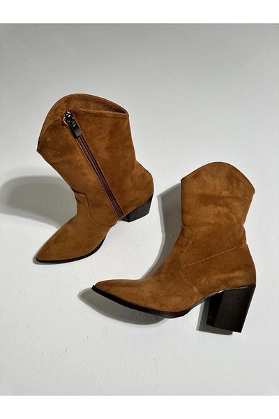 Eataly Shoes 004-755 Cizme cu fermoar pentru femei din piele intoarsa maro