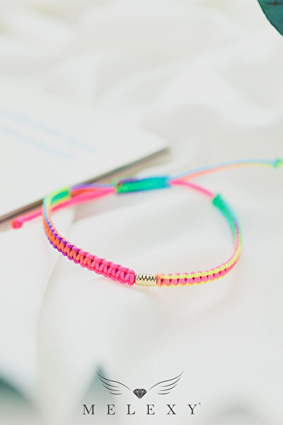 MELEXY 14 Ayar Altın Spiral Ebruli İpli Makrome Örgü Bileklik