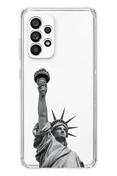 moonset Samsung Galaxy A52 Uyumlu Özgürlük Heykeli Tasarımlı Baskılı Şeffaf T...
