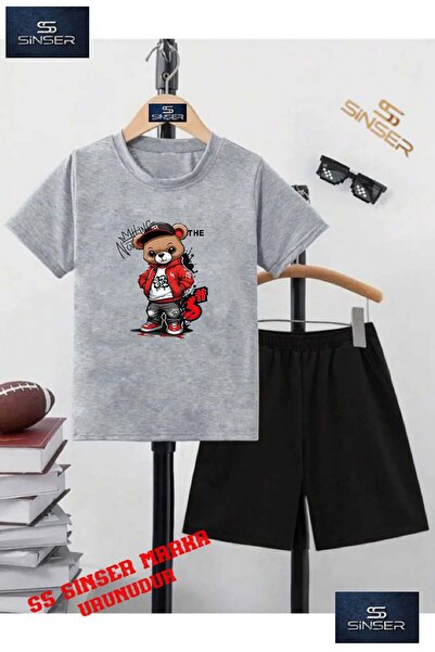 SS SİNSER Παιδικό μπλουζάκι με στάμπα "BEAR WITH RED COAT WRITTEN" με λαιμόκο...