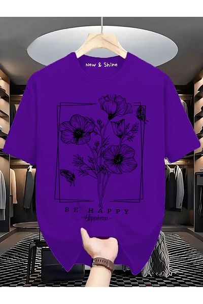 New Shine Μπλουζάκι με στάμπα Happiness Flower Oversize