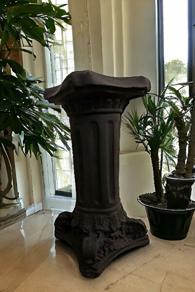libre design DEKORATİF 53 cm BÜYÜK BOY MAT SİYAH ROMA SÜTUNU EV BALKON BAHÇE DEKORASYON BOHEM BİBLO HEYKEL