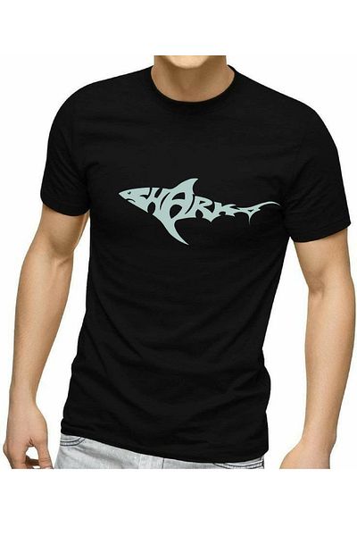 makiteks Μπλουζάκι με στάμπα Shark Ανδρικό μπλουζάκι Unisex Oversize Crew με στάμπα Λευκό μαύρο γκρι μπλουζάκι