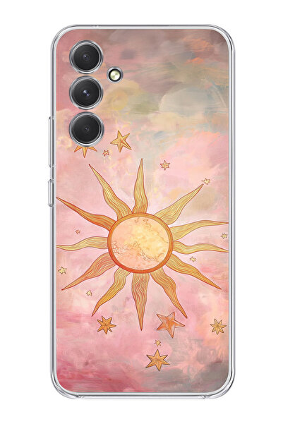 moonset Samsung Galaxy S24 FE Uyumlu Güneş Tasarımlı Baskılı Şeffaf Telefon K...