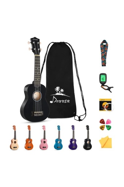 Donner DUS-10D Soprano Ukulele Seti (Siyah)