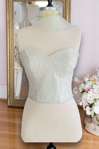FİYPER Corset cu model verde apă Bustieră cu cravată