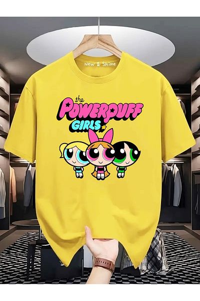 New Shine Тениска с щампа Powerpuff Girls, голям размер и голям размер