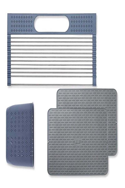 VİOLLA رف تجفيف أطباق قابل للطي فوق الحوض من فيولا | موفر للمساحة مع حصيرة تجفيف من السيليكون | ستانلس ستيل