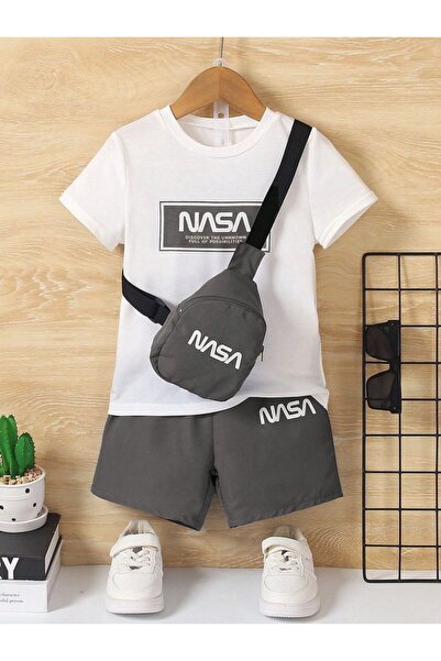 VESTIR BIEN Nasa Printed Gray Summer 100% Cotton Children's Suit