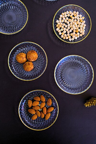 tabakevi TABAK EVİ Altın Yaldız Eğimli Cam Kase 12cm 6 lı 2493