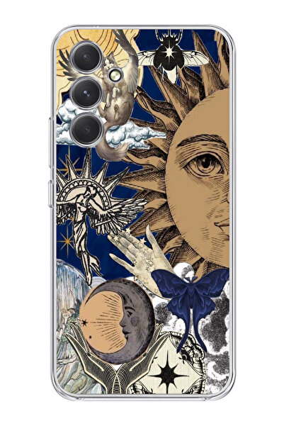 moonset Samsung Galaxy A15 Uyumlu Güneş Kolaj Tasarımlı Baskılı Şeffaf Telefo...
