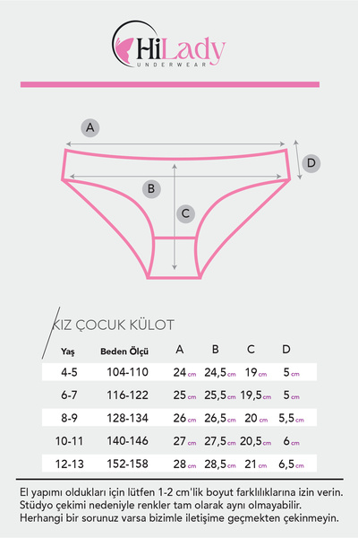 Hilady 5 Li Paket Kız Çocuk Pamuklu Soft Renk Çocuk Külot