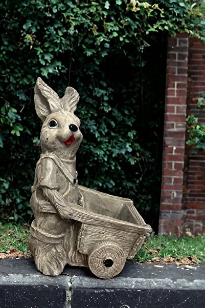 libre design DEKORATİF BÜYÜK BOY 40cm ARABALI TAVŞAN HEYKELİ BAHÇE DEKORASYON...