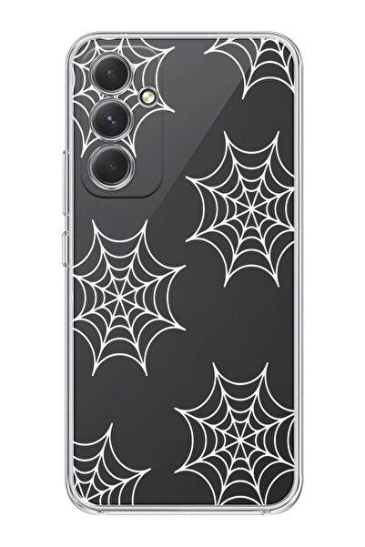 moonset Samsung Galaxy A24 Uyumlu Örümcek Ağ Tasarımlı Baskılı Şeffaf Telefon...