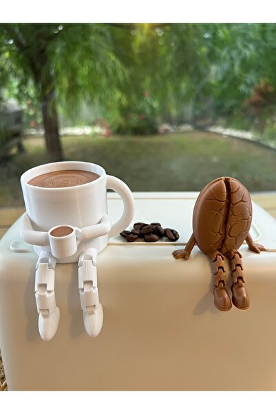 neohobi neodymium mıknatıs tedarik merkezi Sevimli Kahve Köşesi 2'li Biblo Seti - Kahve Çekirdeği -Kahve Bardağı -Dekoratif Hediye