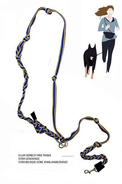 PETSWUU Blue Glitter Dog Hands Free Running and Walking Walking Strap Collar