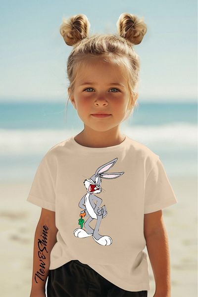 New Shine Bugs Bunny Printed Oversized Children's T-Shirt