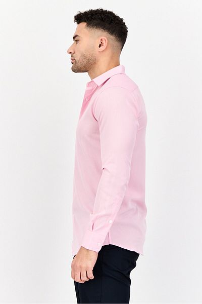 Scotch & Soda Men Modern Fit Micro Stripe Long Sleeve Dress Shirt, Pink