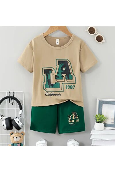 VESTIR BIEN Set pentru copii La Printed Beige Summer, 100% bumbac