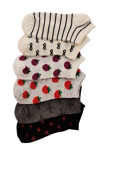 DİLRUBA AVM Women's Quality Combed Cotton Floral Patterned (6 Pairs) Short Booties Socks