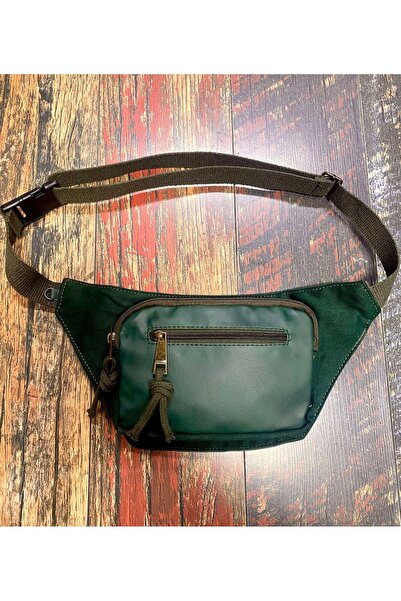 Street Bag Geantă de talie din piele verde Geantă de talie cu 3 compartimente...