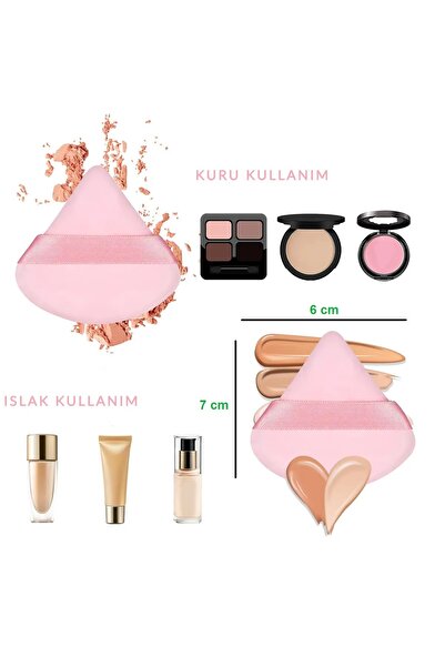 Luxmon 3 Adet Üçgen Renkli Makyaj Pudra Fondöten Uygulama Süngeri