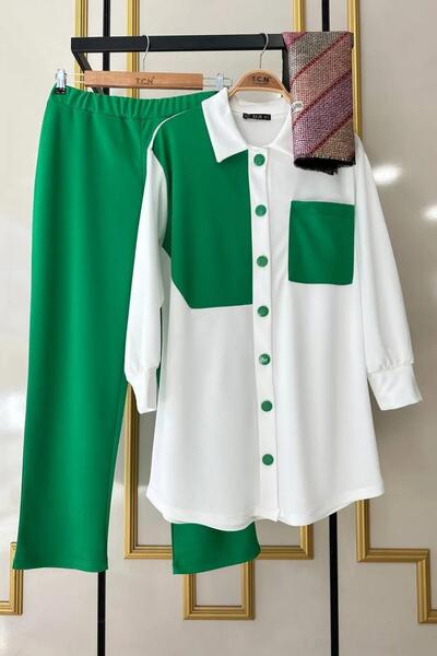 Mercan Part Detail Scuba Crepe Fabric Set of 2