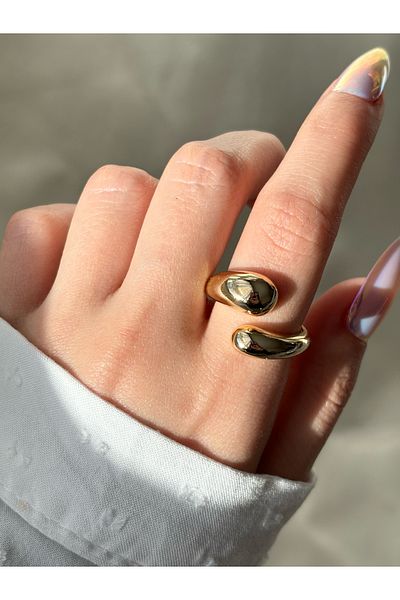 Eylülün Takısı Women's Gold Color Spiral Ring