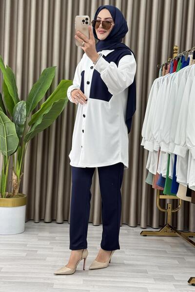 Mercan Part Detail Scuba Crepe Fabric Set of 2