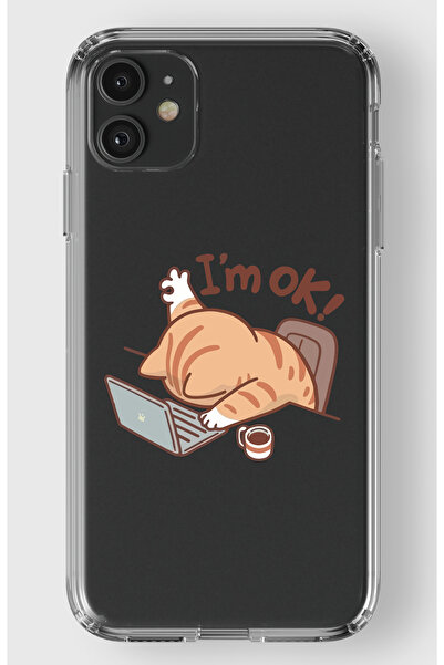 moonset Iphone 11 Uyumlu Sevimli Kedi Tasarımlı Baskılı Şeffaf Telefon Kılıfı