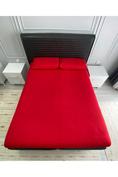 yok yok evim eve dair her şey 100% Cotton Ranforce Woven High Quality Elastic Bed Sheet + Pillow Set