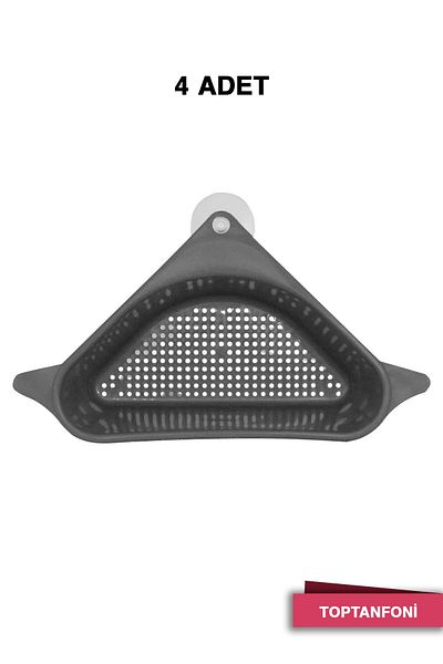 TOPTANFONİ Sink with Suction Cup Strainer Fruit Vegetable Washing Strainer & Garbage Strainer Organizer - Anthracite 4 Pieces