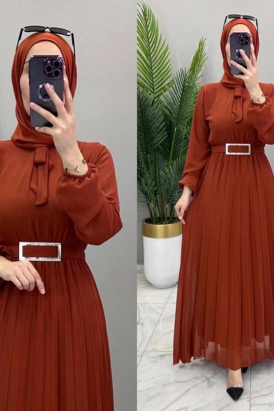 Mercan Pi̇Li̇Seli̇ Şifon Fabric Banu Abi̇Ye