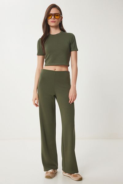 Lovelyİstanbul Fitted/Fitted Flexible Modal Bottom-Top Suit Khaki Lub0086