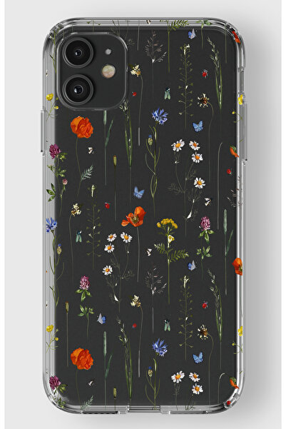 moonset Iphone 11 Uyumlu Çiçekler Tasarımlı Baskılı Şeffaf Telefon Kılıfı