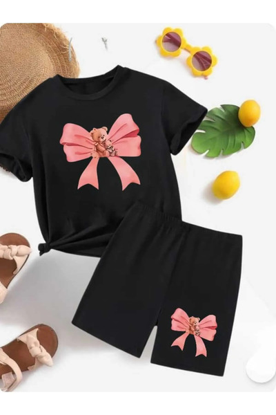 SS SİNSER Детски комплект с тениска с принт "KURDALE" и къси панталони