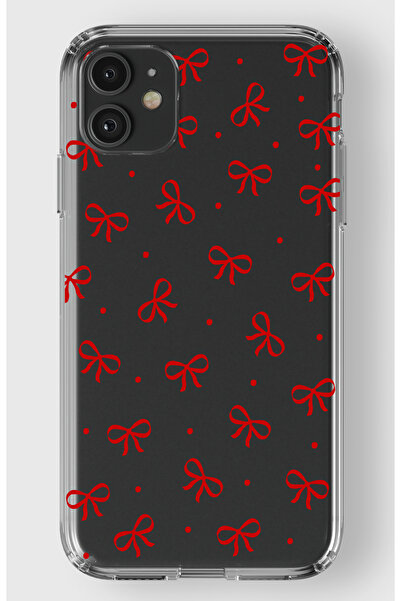 moonset Iphone 11 Uyumlu Kurdele Tasarımlı Baskılı Şeffaf Telefon Kılıfı