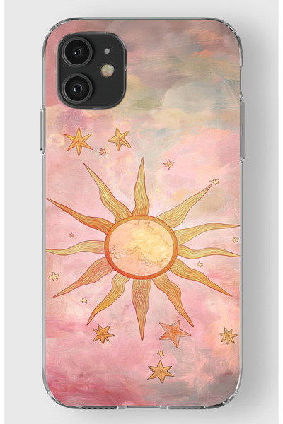 moonset Iphone 11 Uyumlu Güneş Tasarımlı Baskılı Şeffaf Telefon Kılıfı