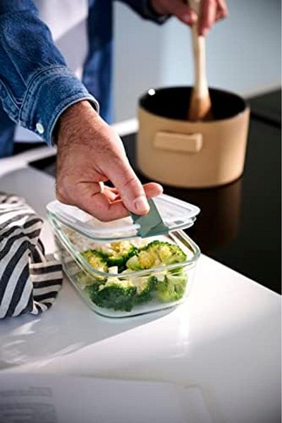 KDROĞLU Plamystical Easyclip Glass Storage Container, Glass Bowl with Lid and Snap Lock, Microwave Oven, B