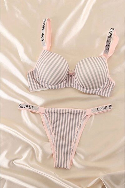 SATTENS Love Secret- SET SUTIEN CU SUPPORT CU PIETRE CU CĂPTUȘEALĂ SET DE LENJERIE PUSH UP