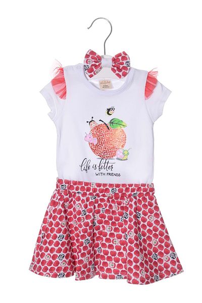 Mnk Apple Baby Girl Skirt Suit Red
