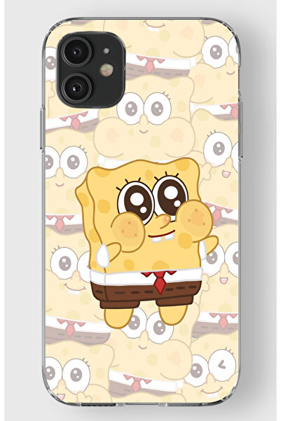 moonset Iphone 11 Uyumlu Sünger Bob Tasarımlı Baskılı Şeffaf Telefon Kılıfı