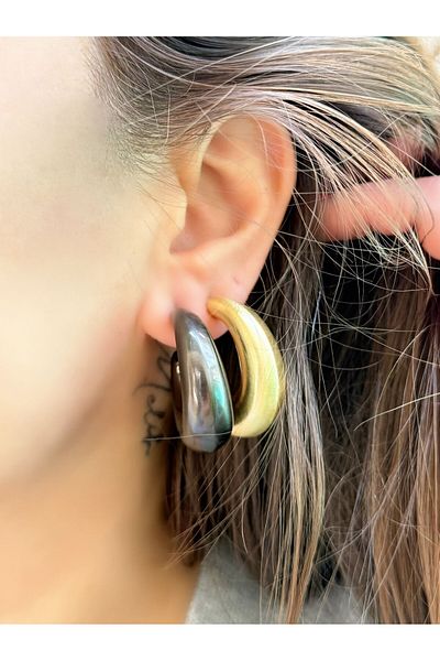 MyladyAccessoriess Premium Series Matte Plate Deaty Hoop Earrings Black