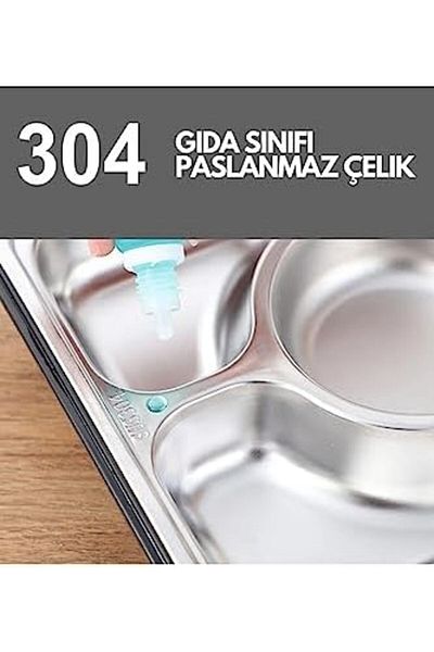KDROĞLU Plamystical Bento 1600ml Lunchbox Single Layer 5 Compartment Steel Lunch Box Lunch Box (Light Green