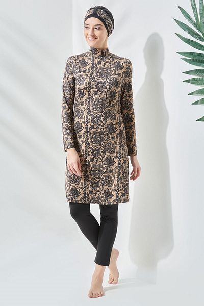 C&City Vollständig bedeckter Hijab-Badeanzug C12002 Braun